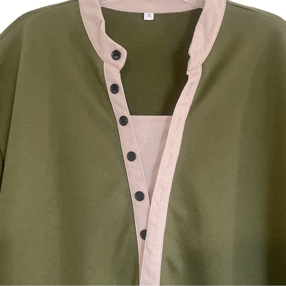 ηεω JFN Olive Pullover Cotton Blend Soft Vneck Sweatshirt 2XL Perfect Condition - Picture 5 of 8